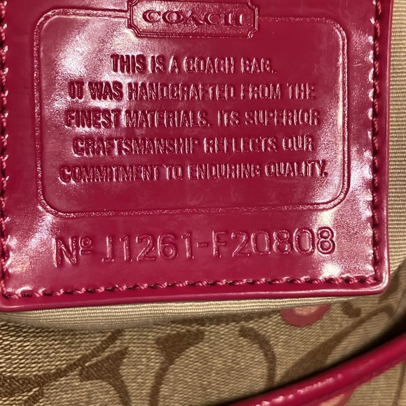 COACH. TAN AND PINK FLORAL SHOULDER BAG. HANDLES CRACKING. GOLD TRIM. CUTE! EUC - Picture 9 of 12